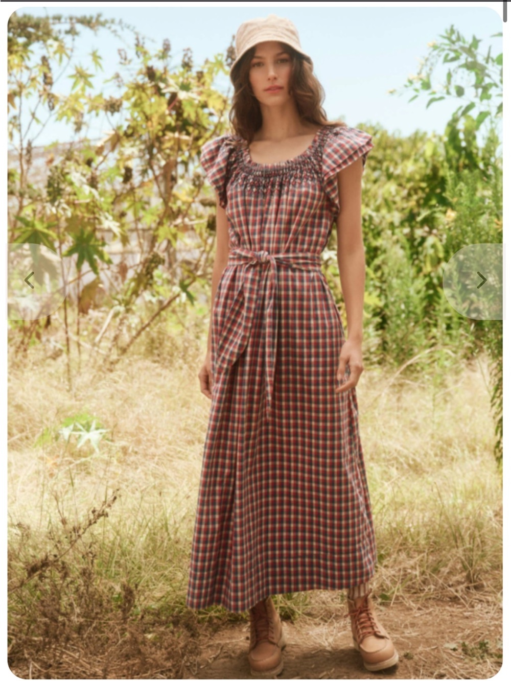 THE GREAT. The Holly Knoll Dress in Picnic Plaid Size 0
